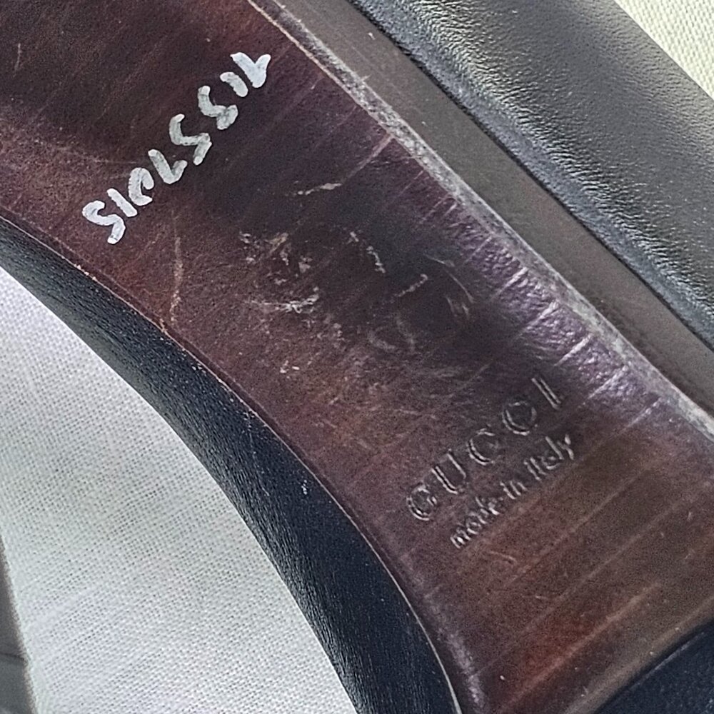 Vintage Gucci 4.5” Block Heel Stacked Platform Pump IT38.5 Black Brown - Picture 14 of 15